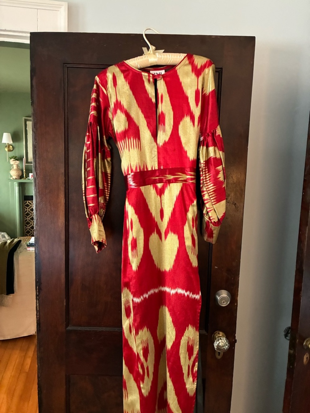 Zazi Vintage Silk Ikat "Madhu” gold and red purchased in London